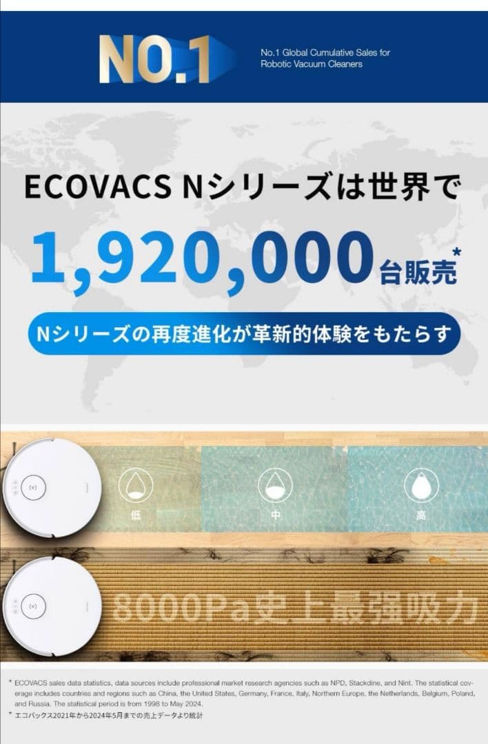 DEEBOT N20ロボット掃除機水拭き両用 8000Pa強力吸引マッピング02