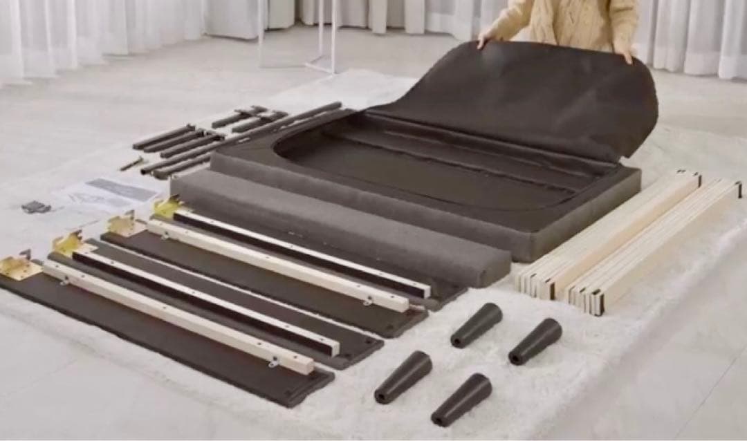 ルシアン様￼￼￼★セミダブル ZINUS ファブリック ベッドフレーム すのこ