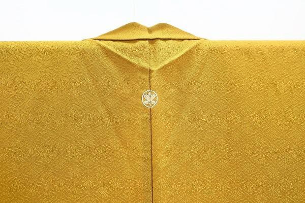 ★専用★美品 色無地 単衣 染抜き一つ紋 芥子色 花 地紋 身丈156cm 正絹