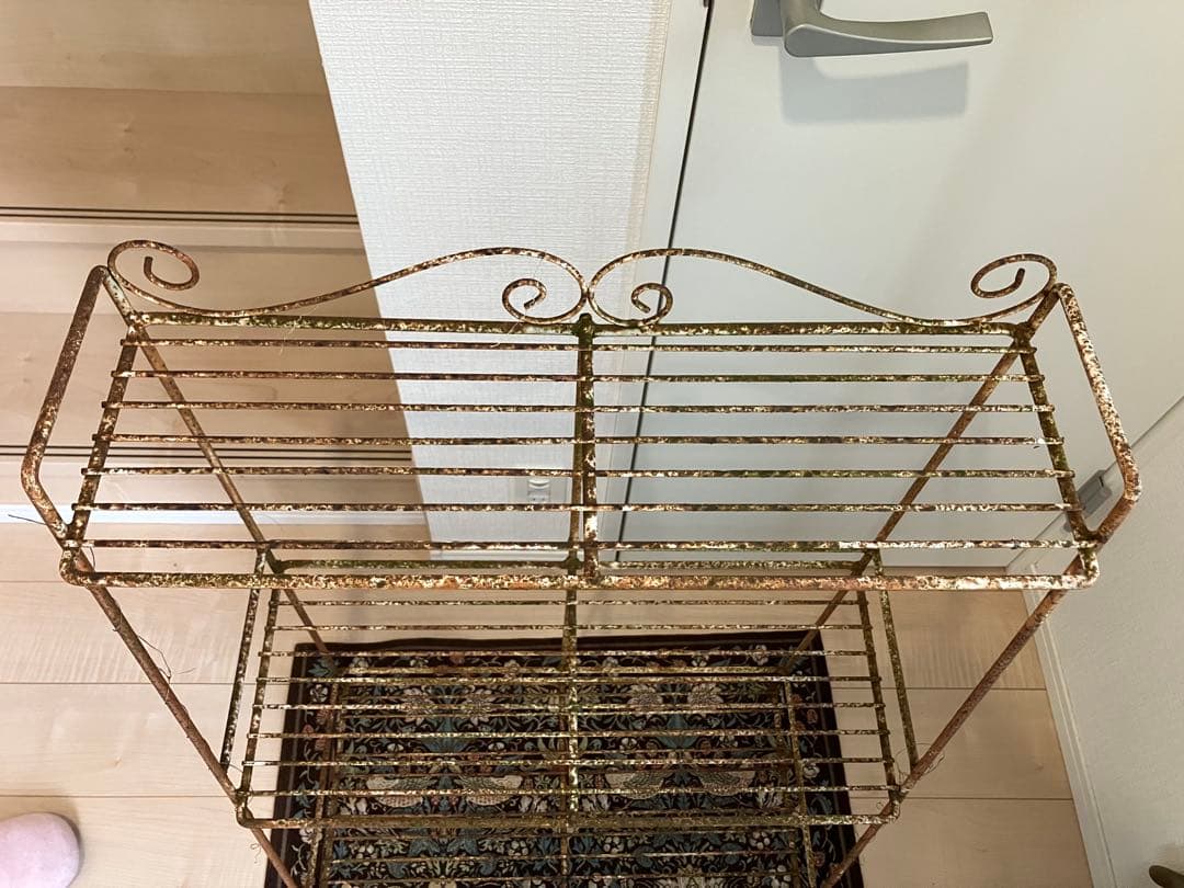 ヴィンテージ　レトロ　アンティーク　バスケット　棚　シェルフ　ガーデニング