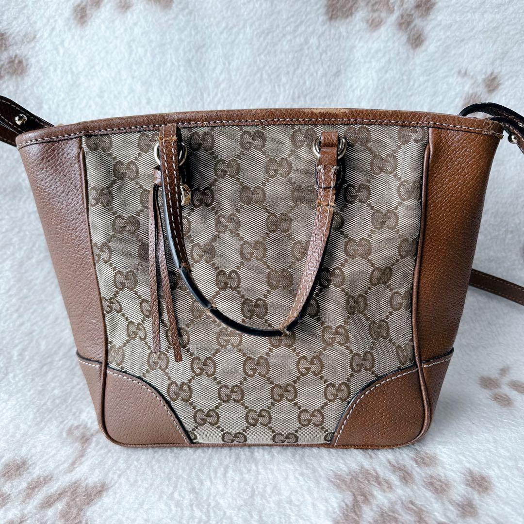 グッチ ブリー スモール バッグ ショルダー GG レザー キャンバス 2WAY