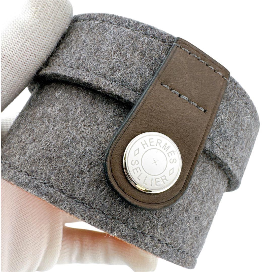 未使用級◇エルメス シュガーボックス ポーチ フェルト グレー 小物入れ