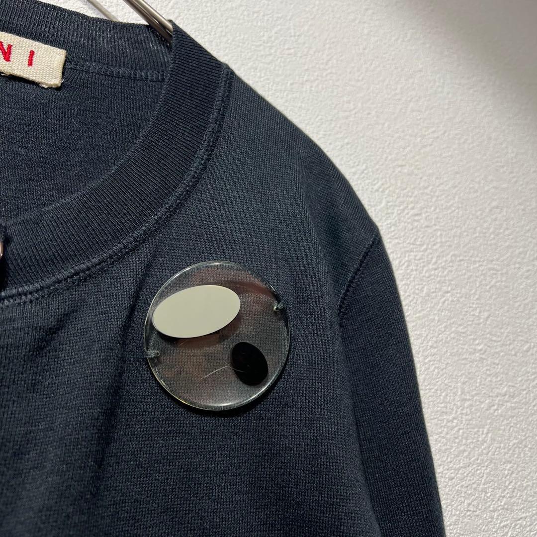 希少 マルニ 上質 プレートデザイン クルーネック ニット カーディガン