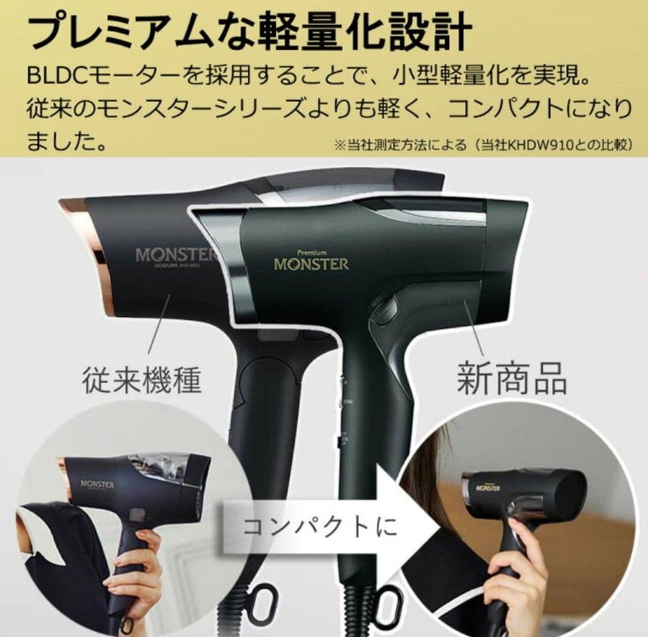 【新品】コイズミヘアードライヤープレミアムモンスター ホワイト KHD-W990