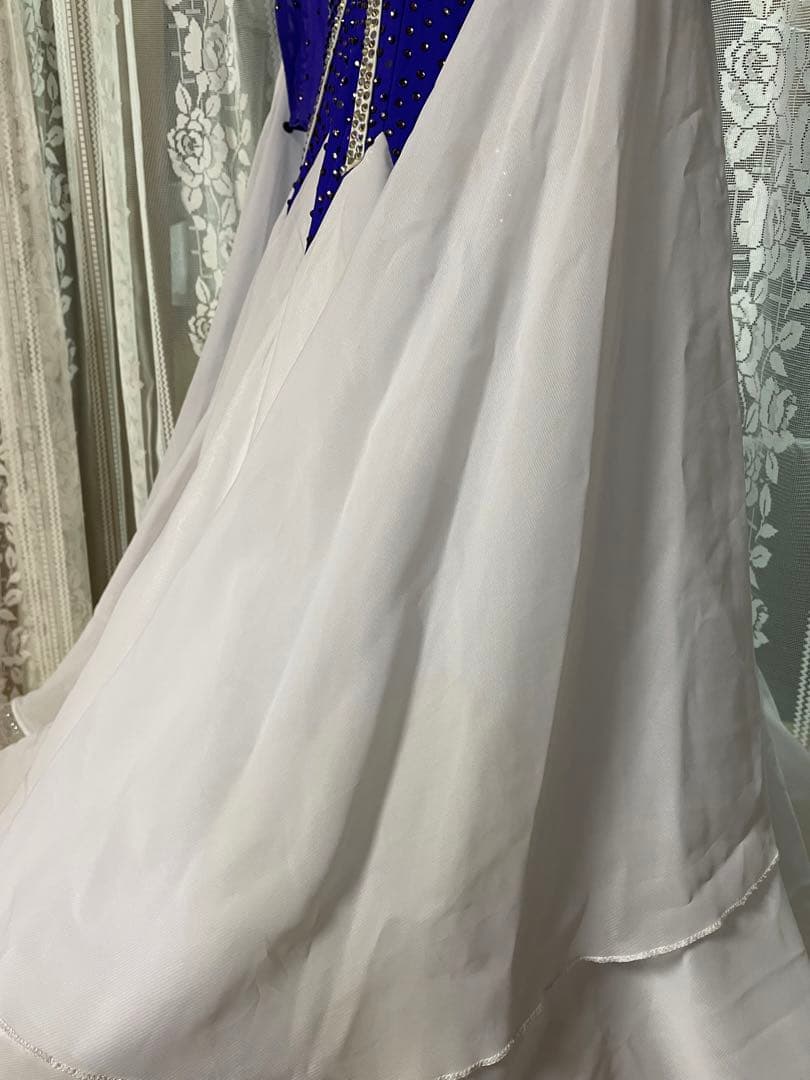 社交ダンスドレス 青紫と白 ビジュー装飾 お値下げしました。