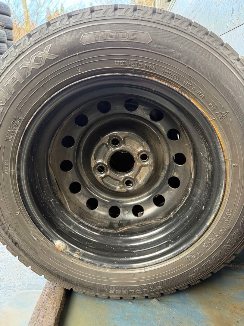 ダンロップスタッドレス155／70R13 75Qスチールホイールセット