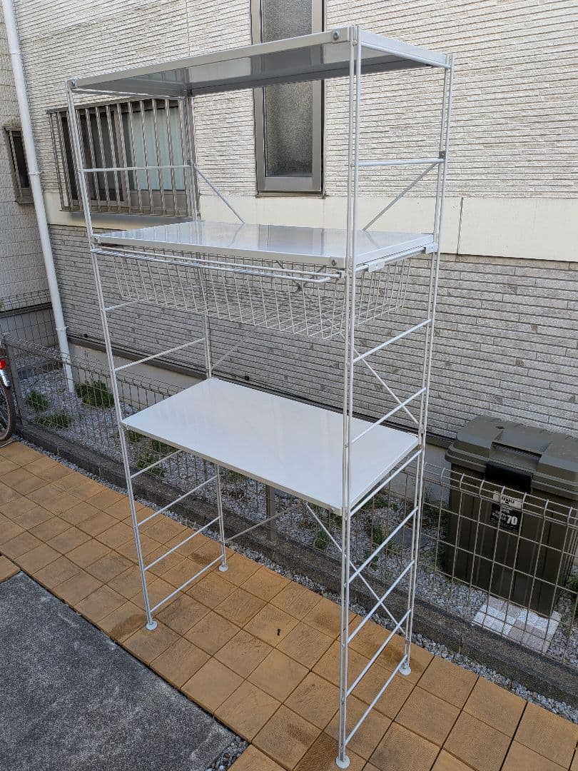 MUJI　無印良品　 スチールラック メタルシェルフ　ライトグレー　バスケット