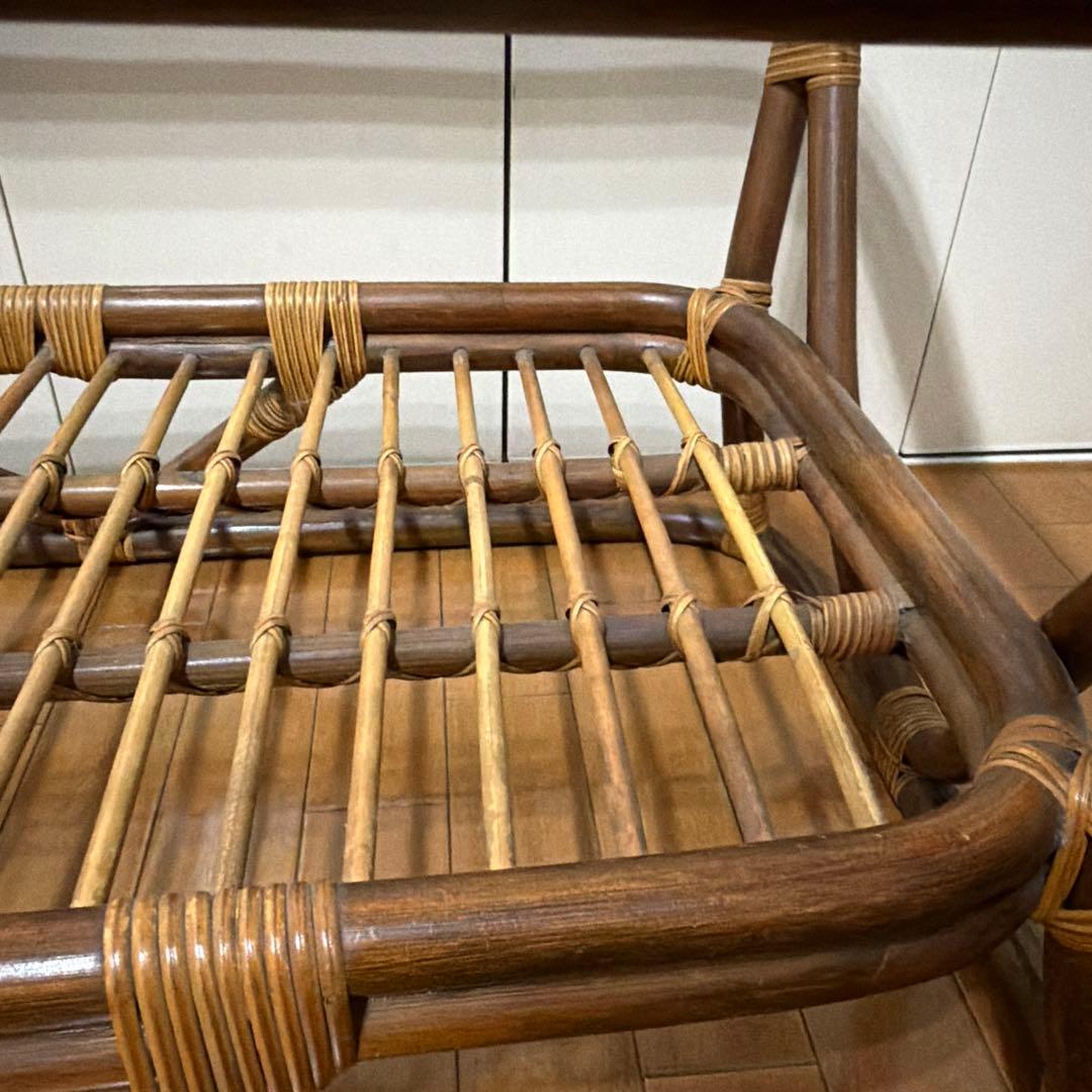 ヴィンテージラタンガラステーブル