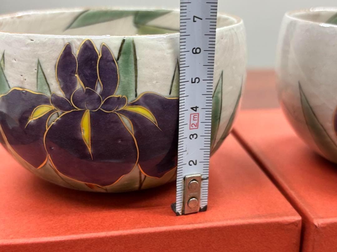 京焼清水焼 とうあん窯 土渕陶あん あやめ 色絵付け椀 料亭 割烹 5客セット