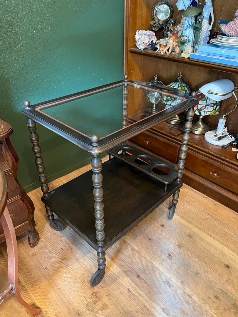 希少 ナジコ キッチンワゴン 棚 ガラス天板インテリア アンティーク 昭和レトロ