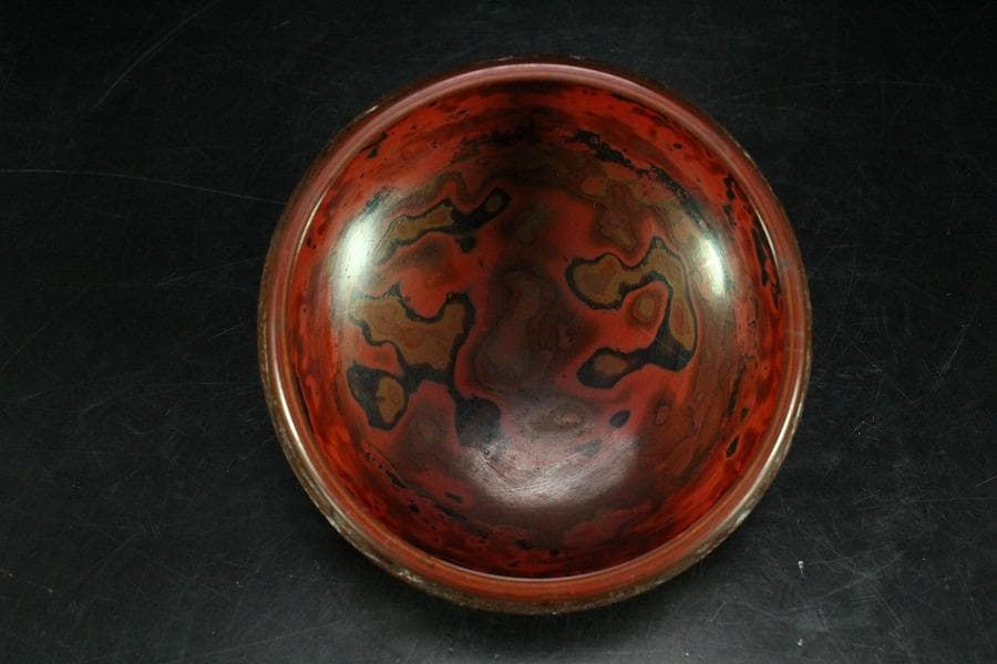 色漆 堆朱 筆洗 匙 台付 文房具(K-LC953)