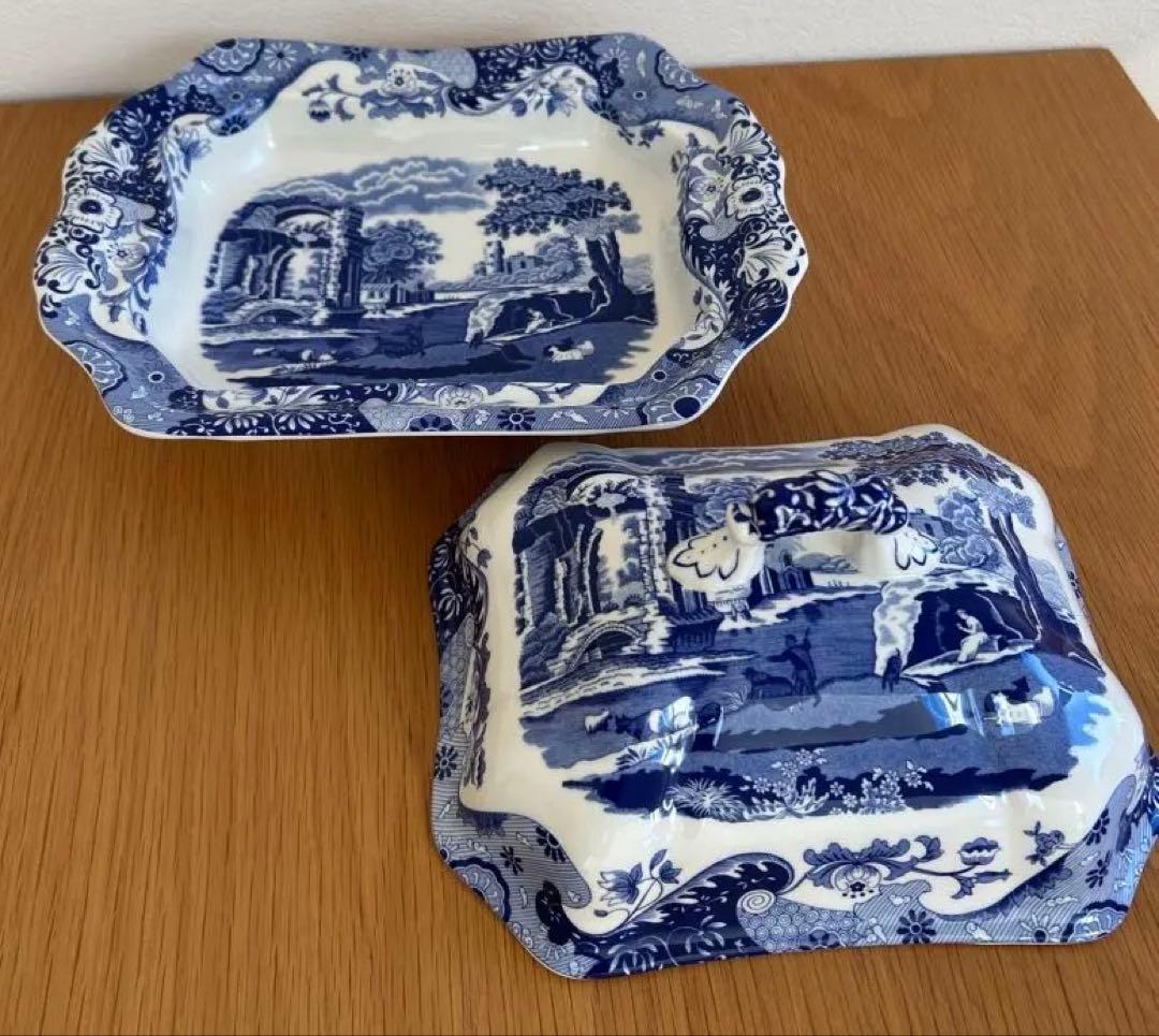 【美品】spode ブルーイタリアン　カバードベジタブルディッシュ