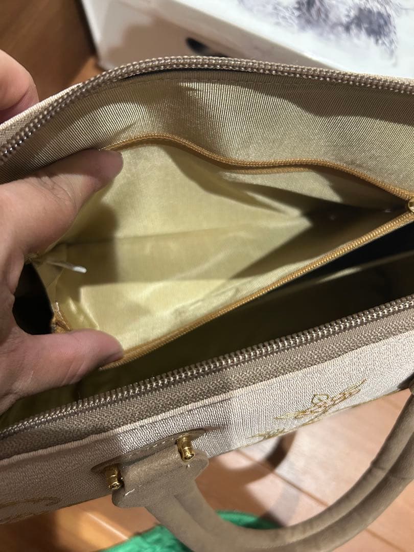 和装バッグ 美品 逸品 OKAJIMA 共箱付　象 花唐草 金彩 正絹 和装小物