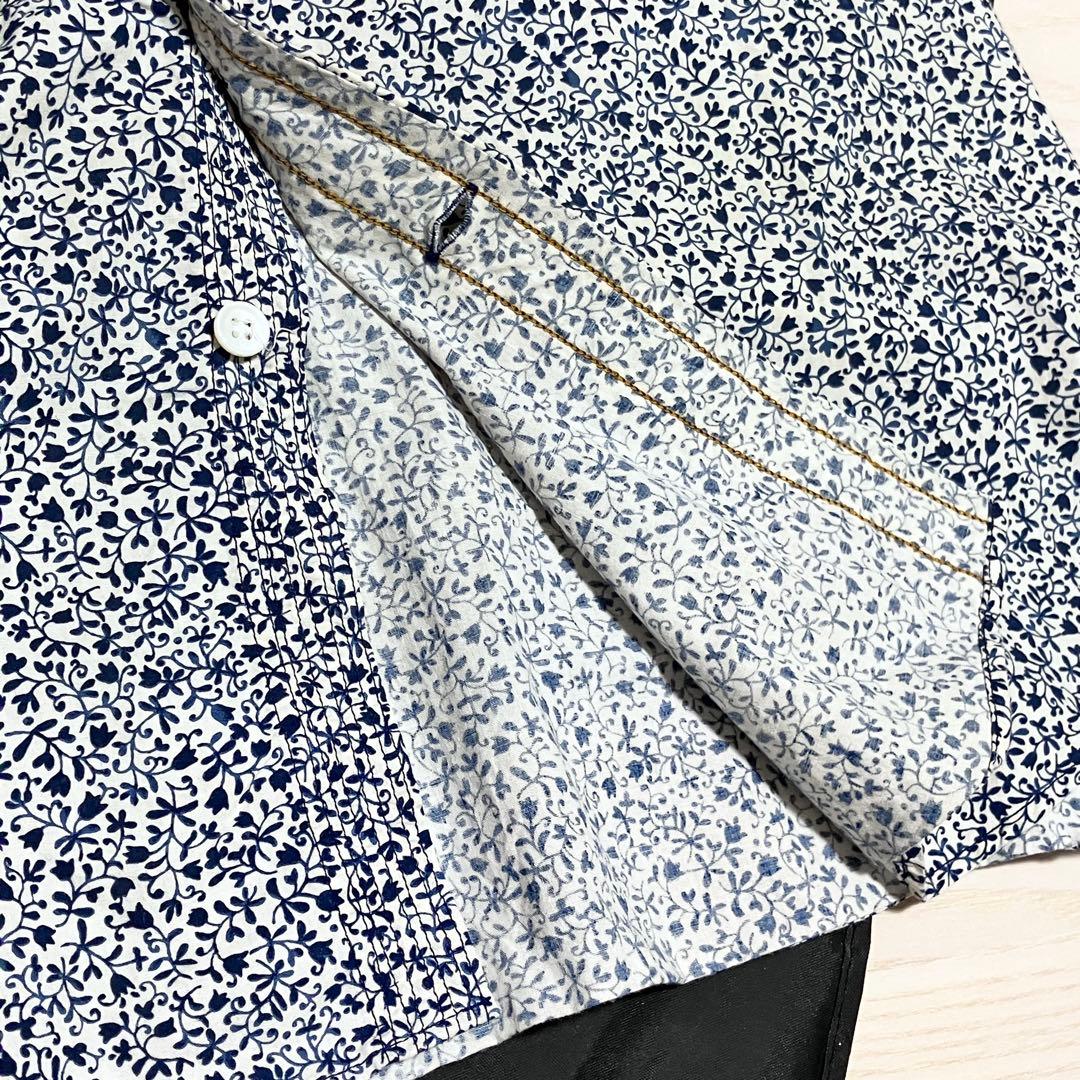 【美品】45R フラワータペットの908オーシャンスタンドシャツ 小花　ブラウス