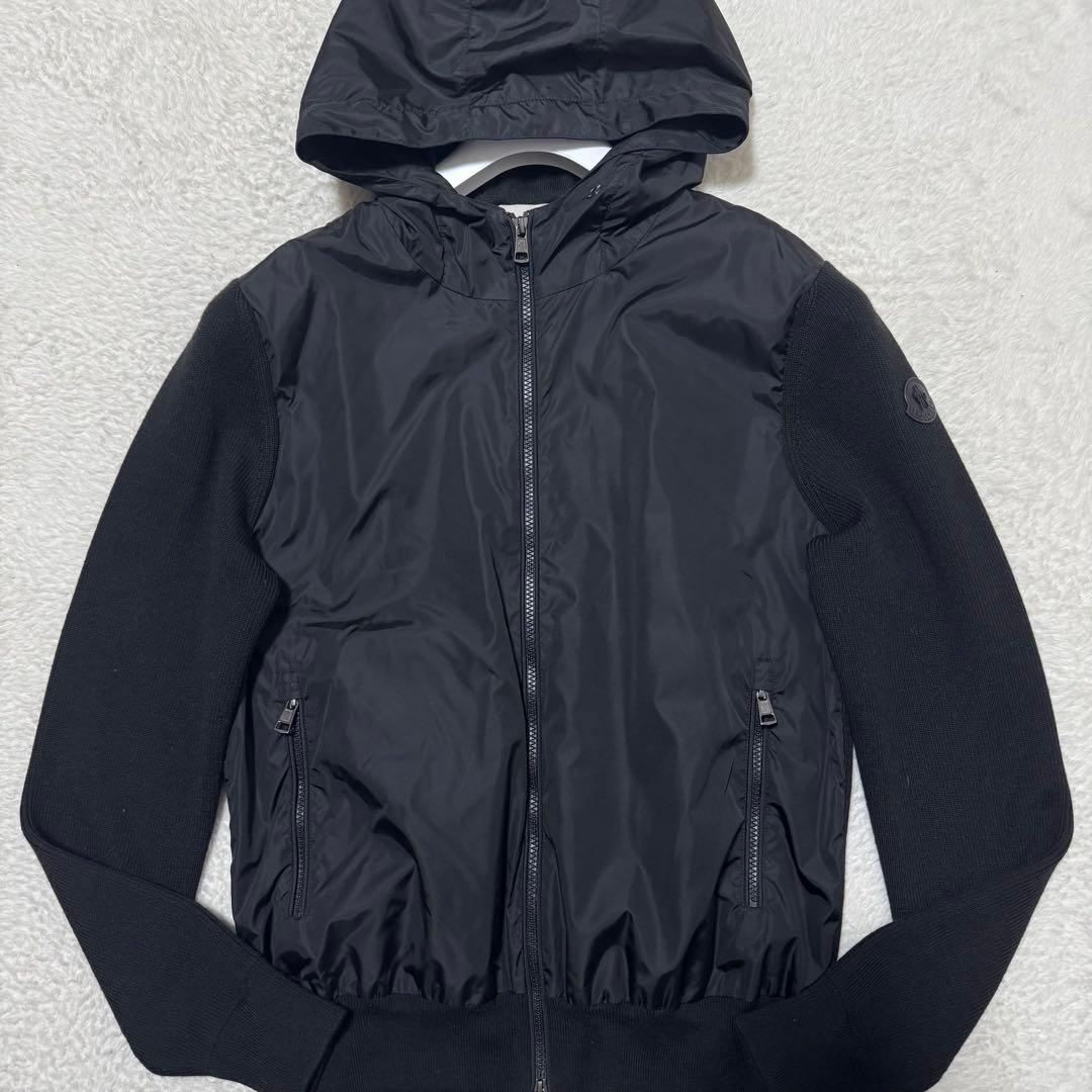 美品 MONCLER モンクレール ハイブリッド ナイロンパーカー ニット