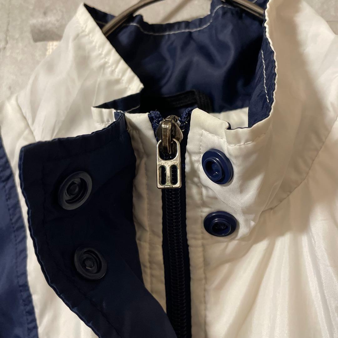 NIKEナイキナイロントラックジャケットブルゾン紺ネイビー白ホワイト刺繍ロゴ希少