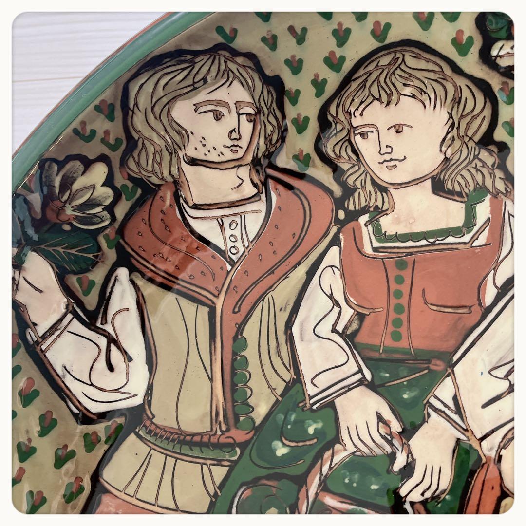 スイス　Schneider工房　ハンドペイント　ヴィンテージ大皿　レアサイズ