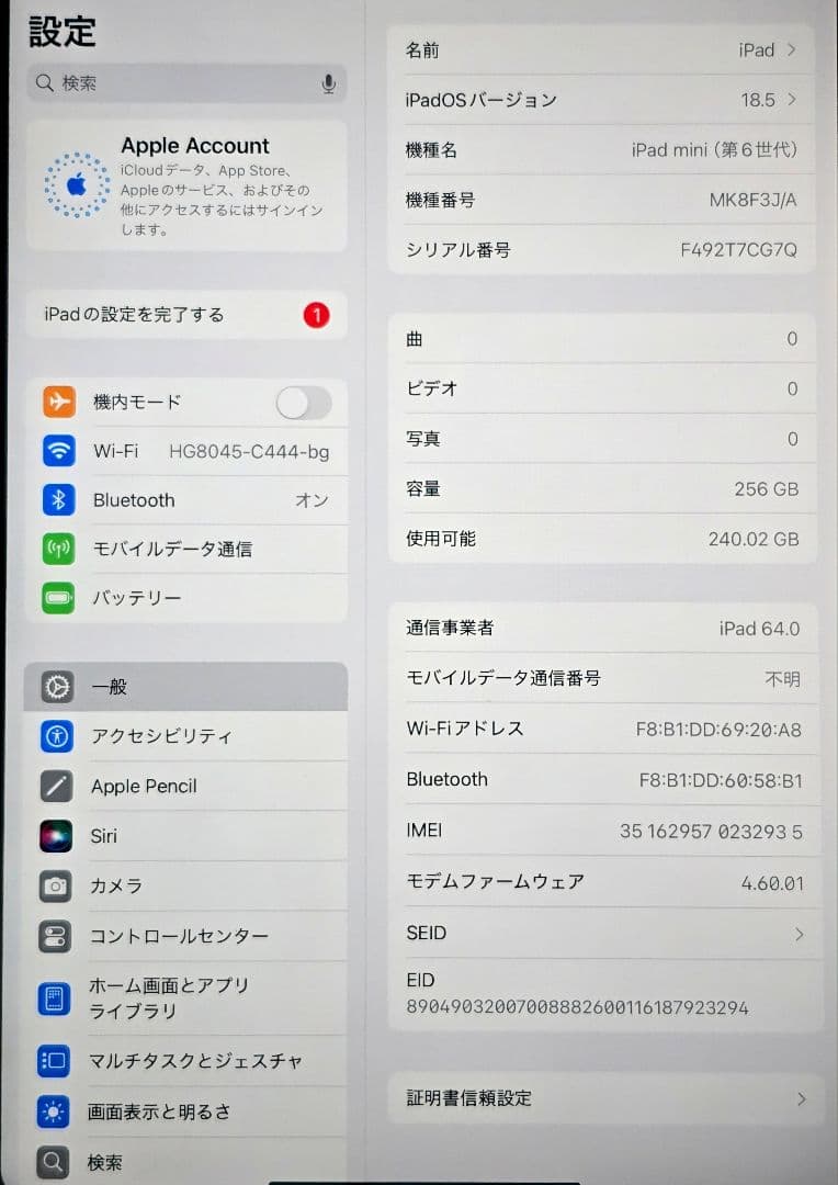 iPad mini 第6世代 256GB セルラーモデル