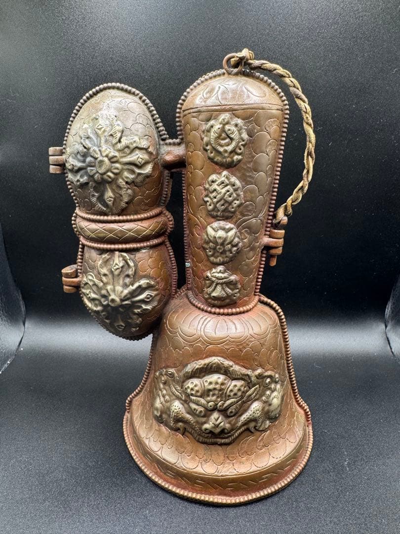 希少 ガンター（金剛鈴）とヴァジュラ（金剛杵）、宝匣セット 仏教美術 密教法具