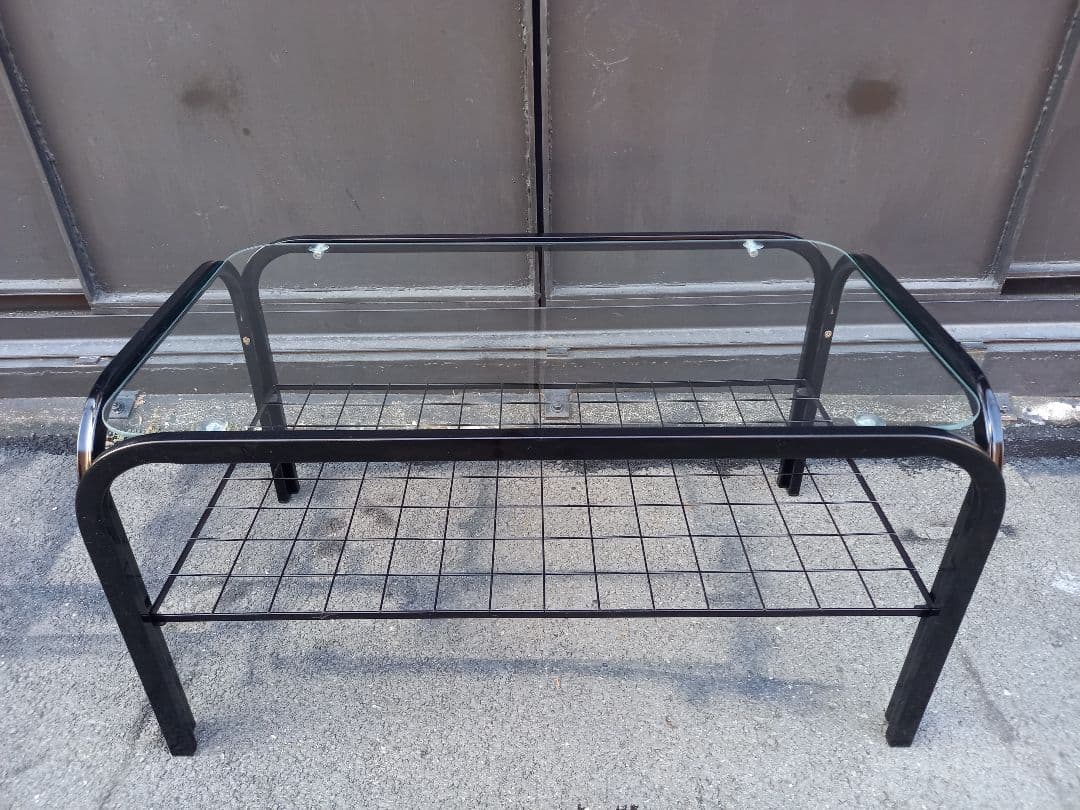 レア　1980's　ポストモダン　スペースエイジ　ワイヤーラック　ガラステーブル