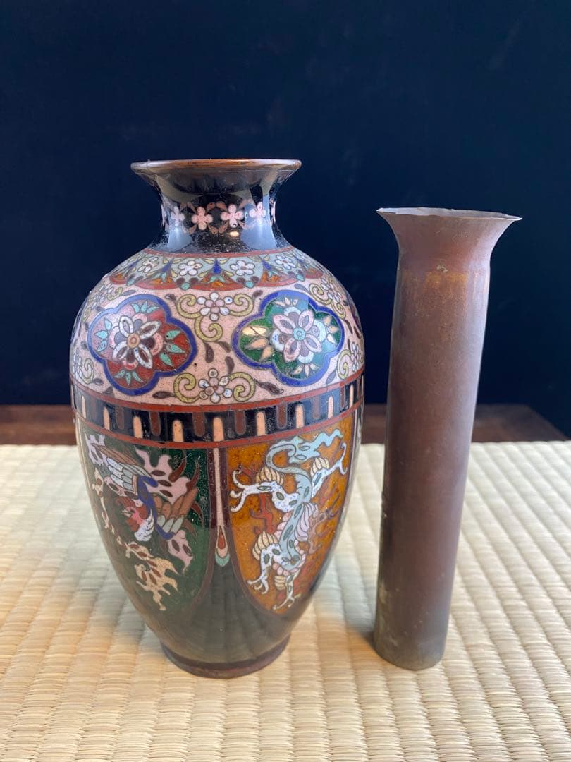 日本明治時期七宝花瓶 陶瓷 景泰蓝 日本烧