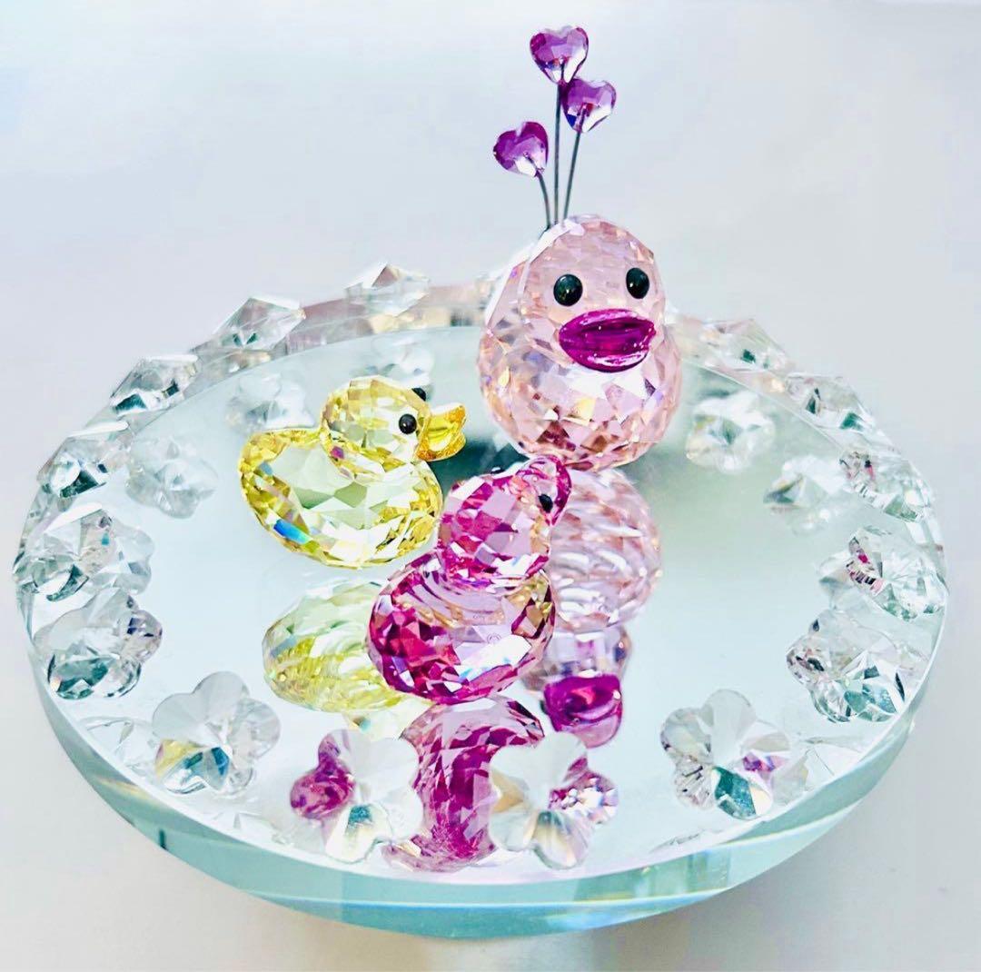 878【レアカラー黄色】金運UP⁈ハッピーダック／SWAROVSKIフィギュリン