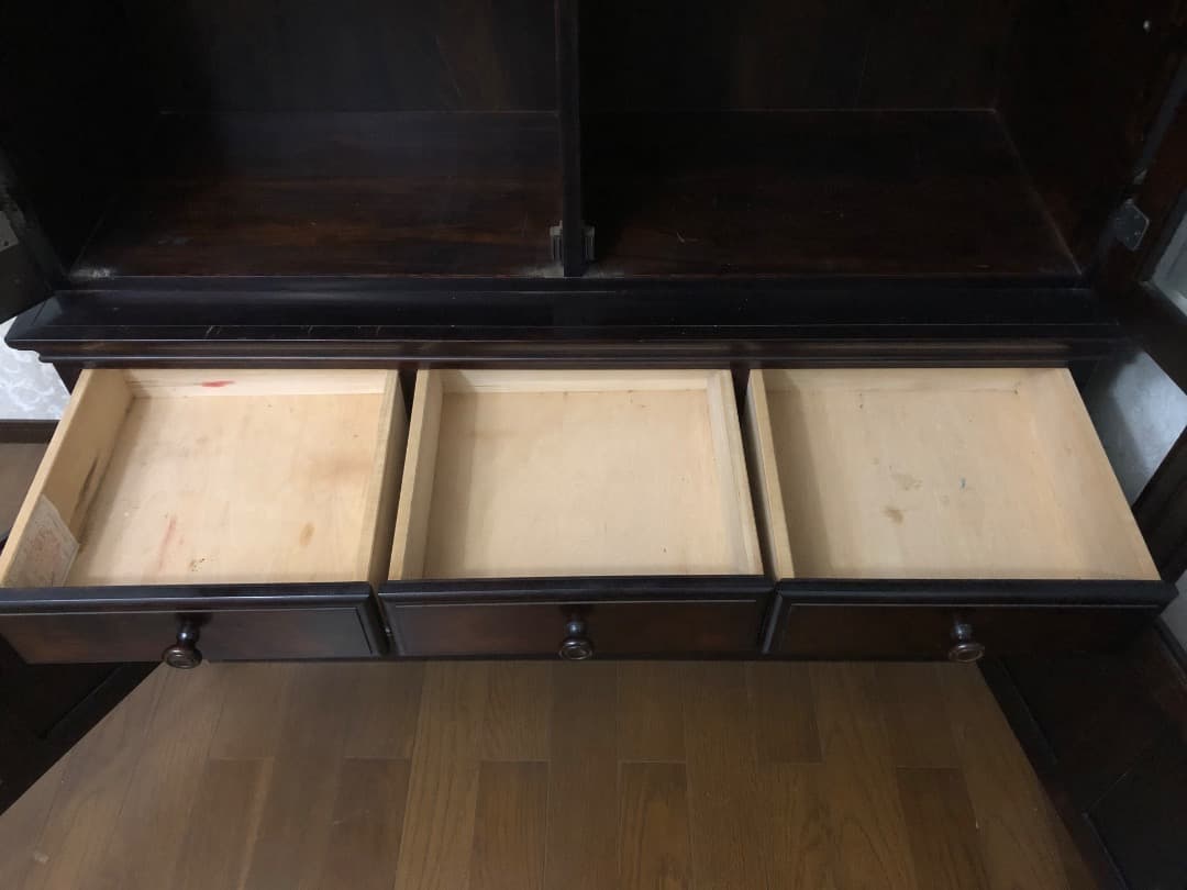 【たのメル便　送料込み】木製ガラス扉キャビネット 書棚 食器棚