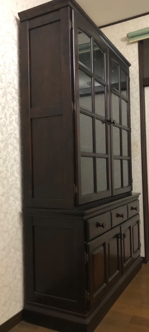 【たのメル便　送料込み】木製ガラス扉キャビネット 書棚 食器棚