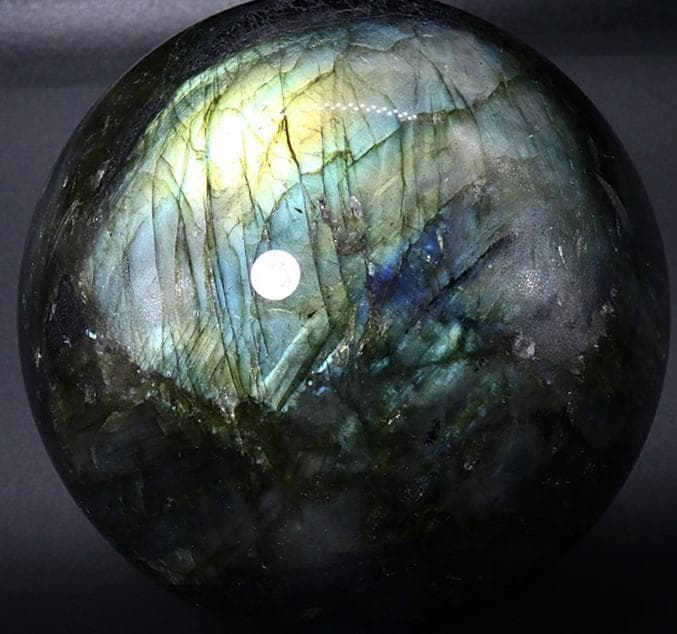 天然石 ＊ 丸玉 ラブラドライト お守り 置物 約97mm