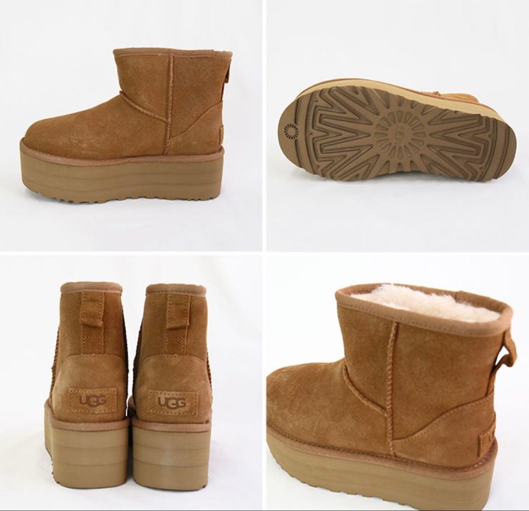 正規品　UGG アグ　厚底　クラシックミニ　24 チェスナット　ベージュ