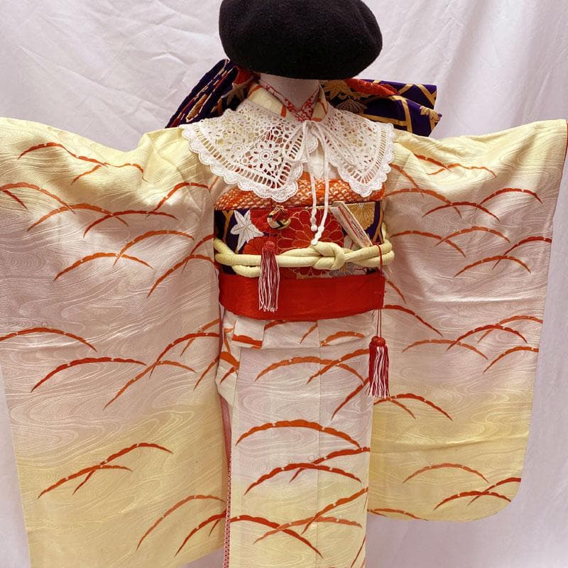 502ag42◎七五三 七歳 女児 セミアンティーク 金彩 着物&袋帯&長襦袢◎