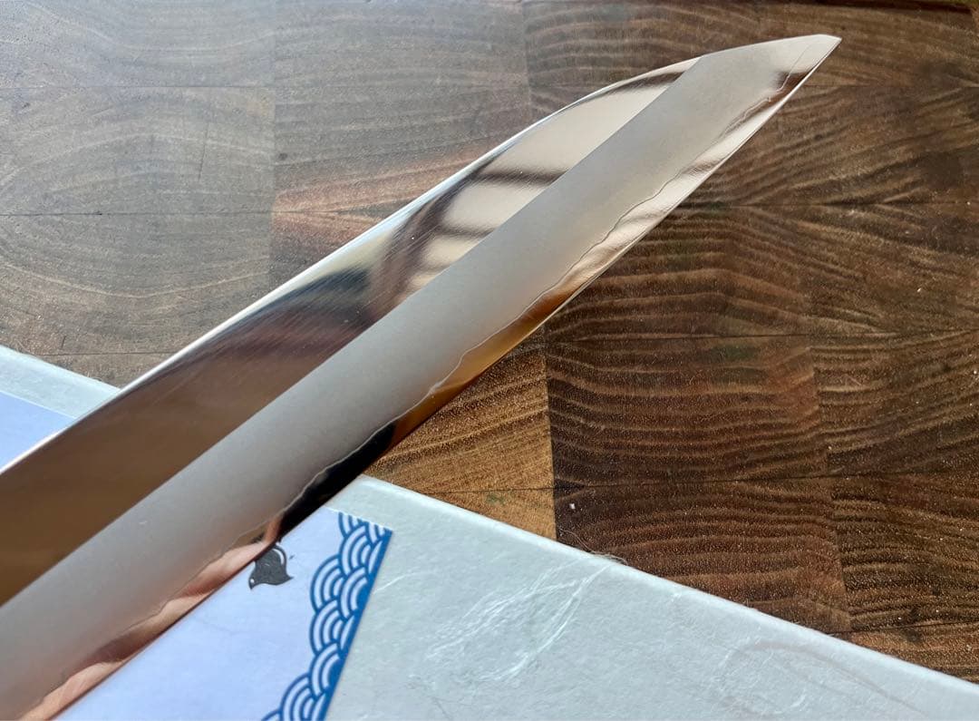 土佐打刃物 黒鳥鍛造工場 200mm 両刃 柳刃 刺身　包丁 銀三鋼 鏡面仕上