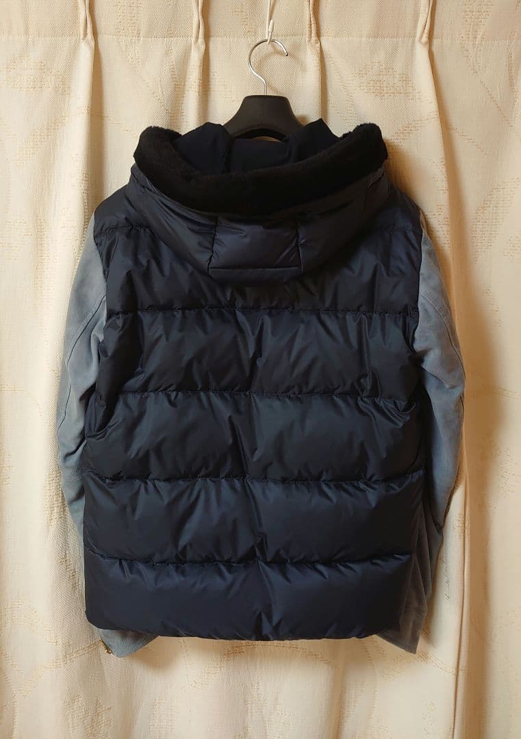 エンメティ GART 48 紺 ダウン ムートン スエード ジャケット