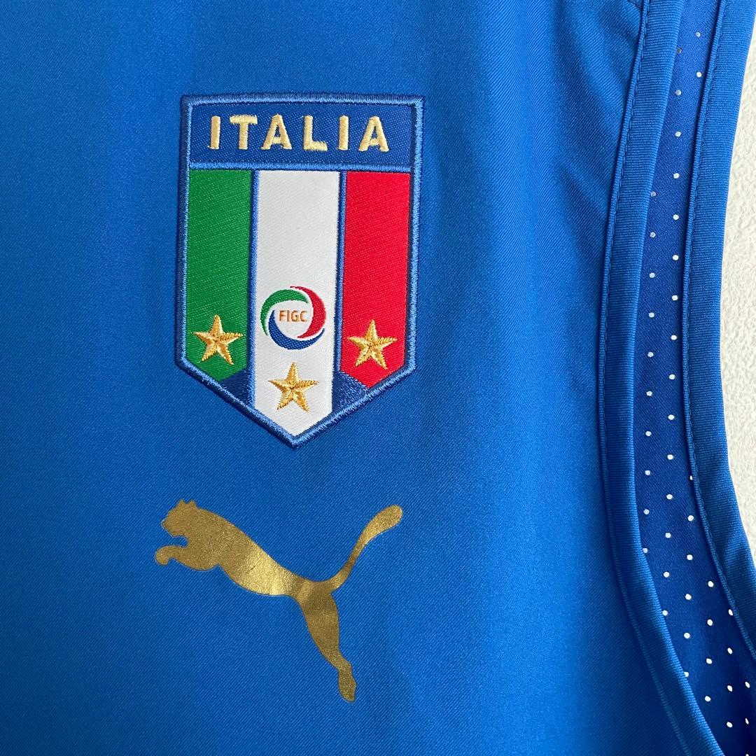 新品 PUMA 公式 イタリア代表 フルジップベスト 青 M メッシュ サッカー