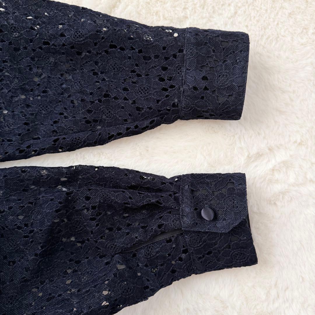 完売品✨yori フロッキーレースシャツ　ネイビー　Fサイズ 2025AW