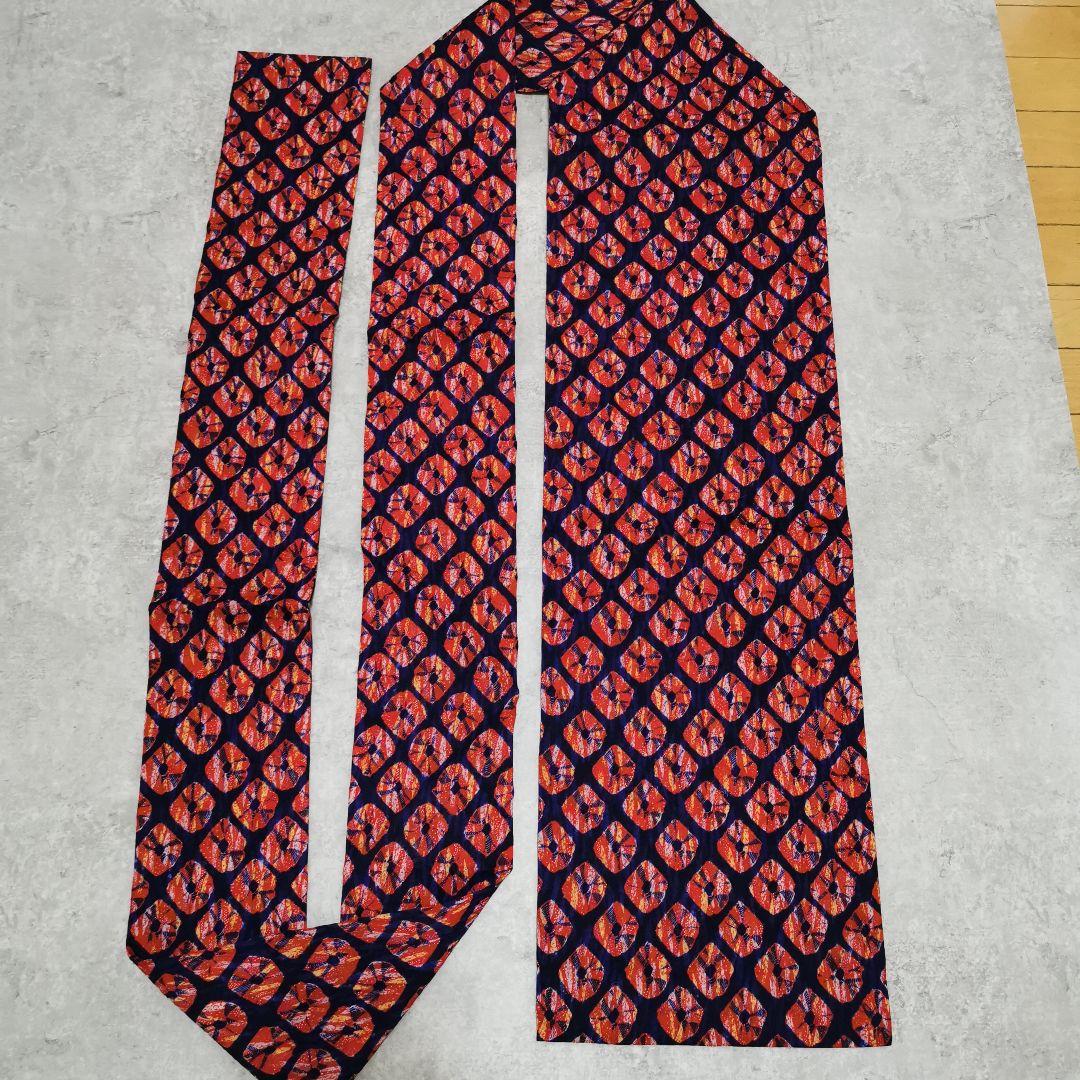 【ポンポンつき帯締めプレゼント】貴重な 手蜘蛛絞り 紬 九寸名古屋帯