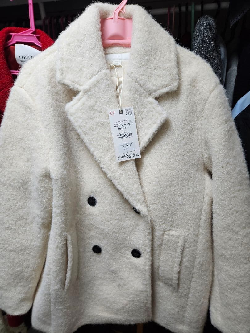 25日までの出品　ブークレダブルブレストミディ丈コート　ZARA コート　XS