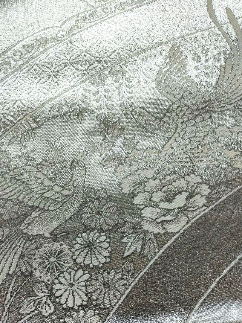 シルバー プラチナ銀箔二重織 袋帯