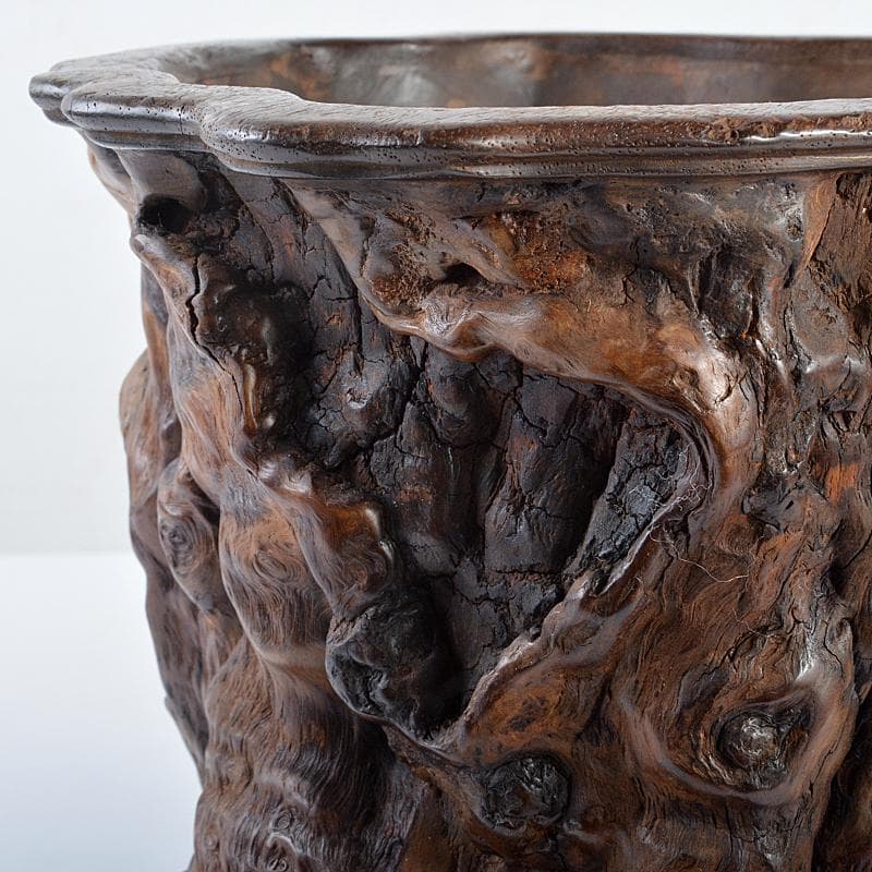 中国　唐木天然木瘤木　大筆筒　高さ約21㎝　重さ約2.7㎏　T　7709CE