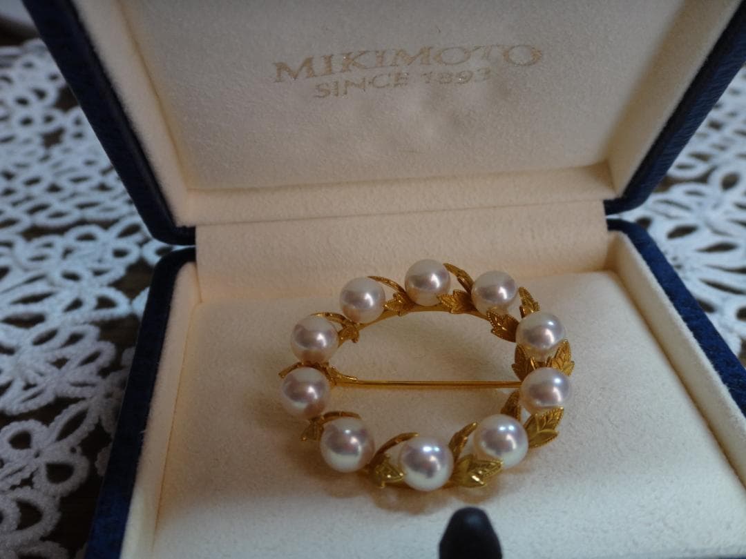 MIKIMOTO 真珠 K18 定番リーフブローチ　SAHKO様