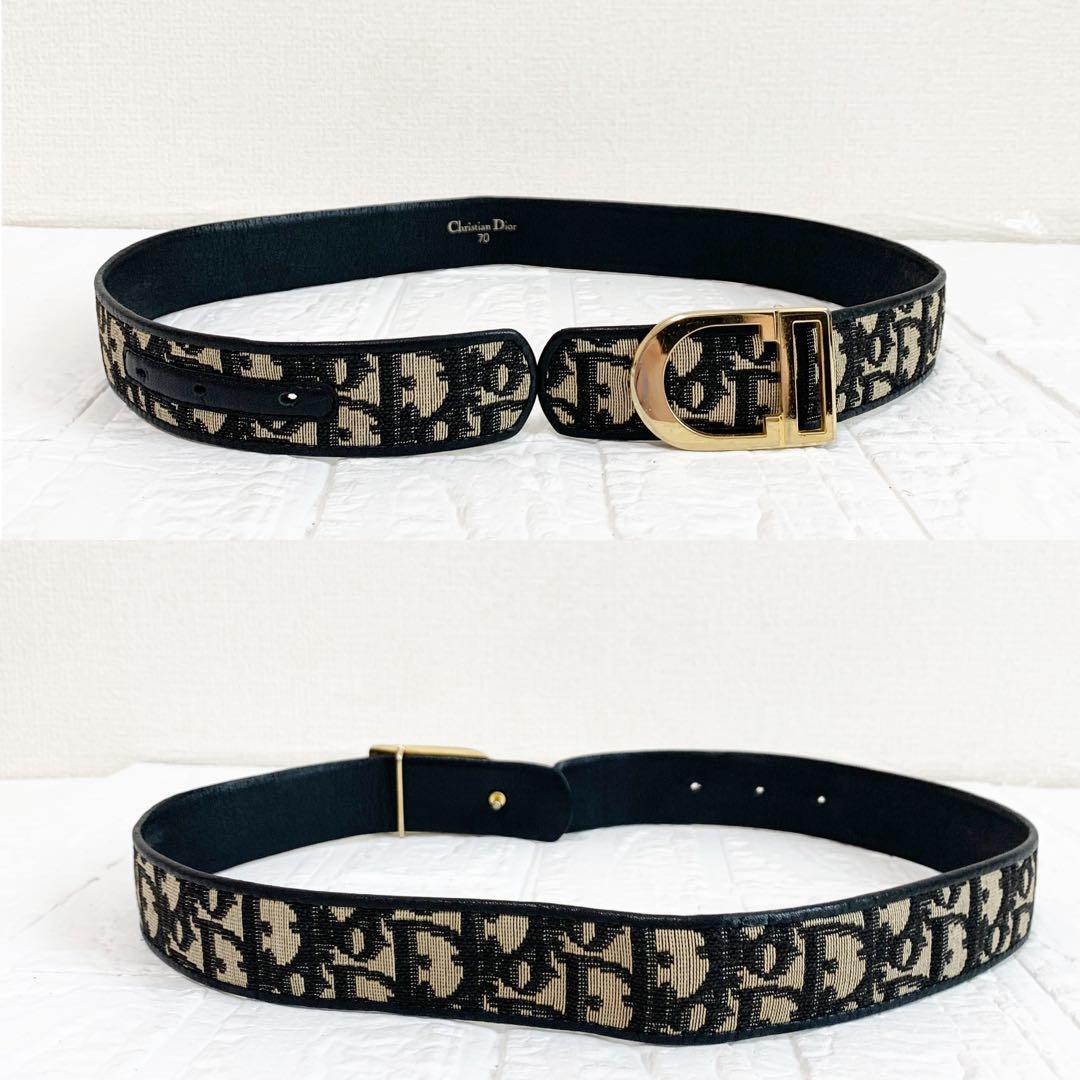 Christian Dior ディオール ベルト トロッターCDロゴ　ブラック