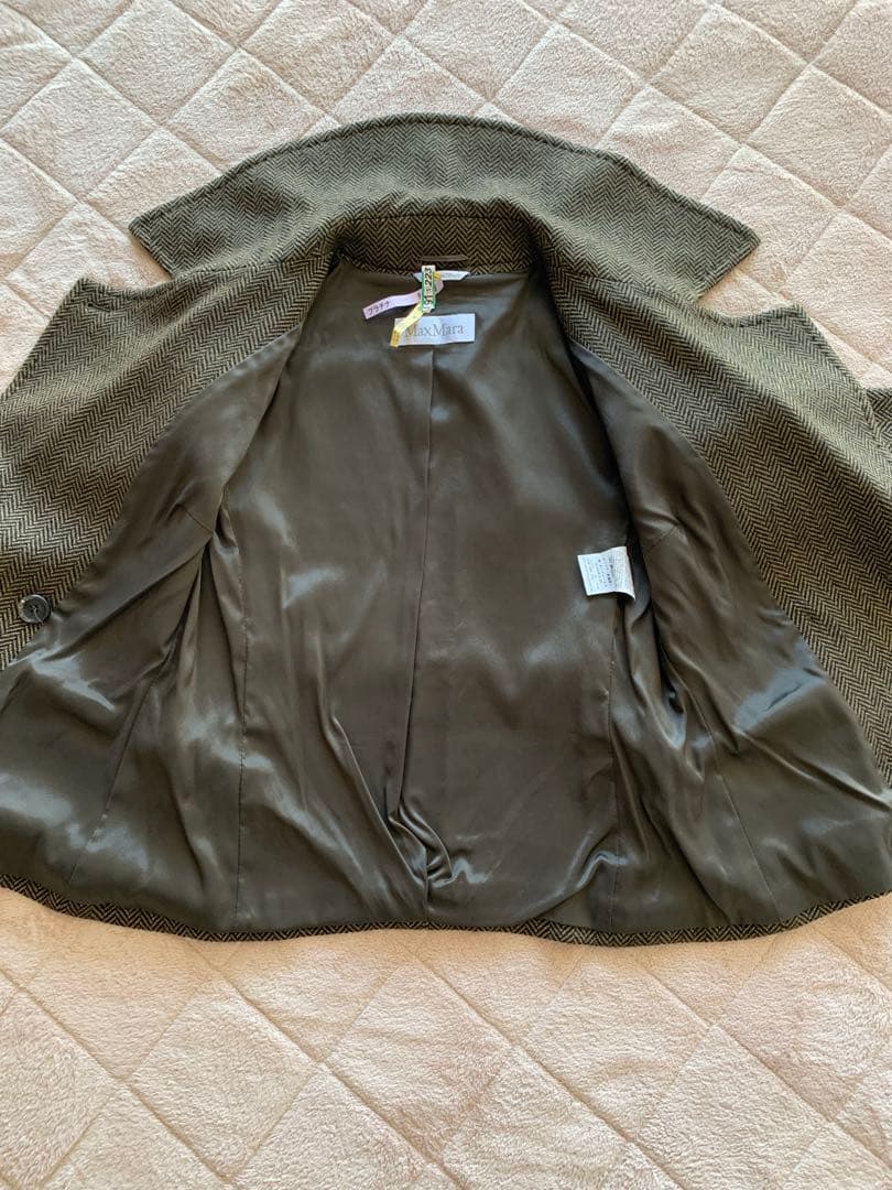 マックスマーラMAXMARAツイード ショートコートジャケット白タグ40カシミヤ
