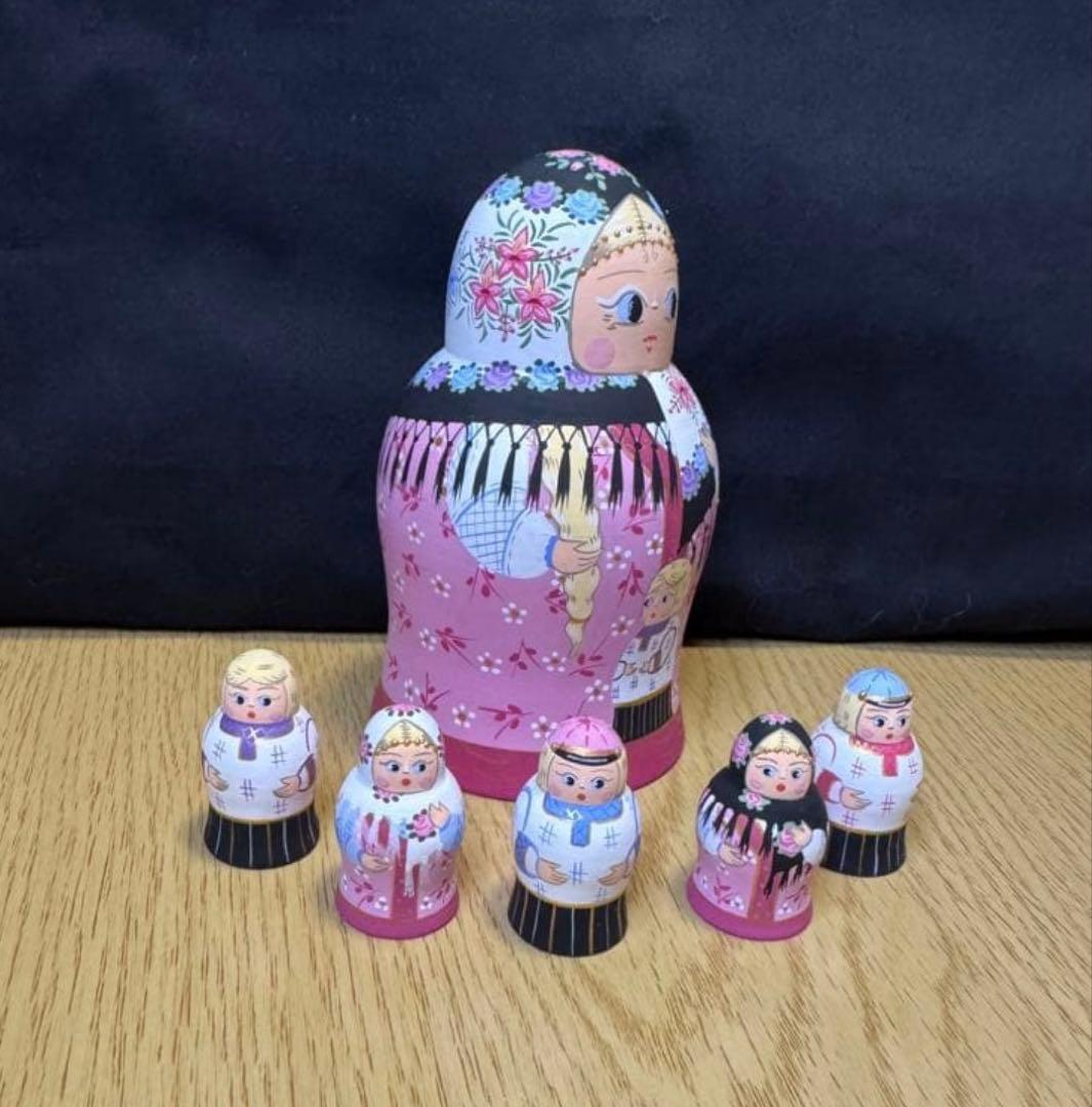 セール❗️ロシア　アーティスト　ダリア　ミッチィナ作品。マトリョーシカ。6体。