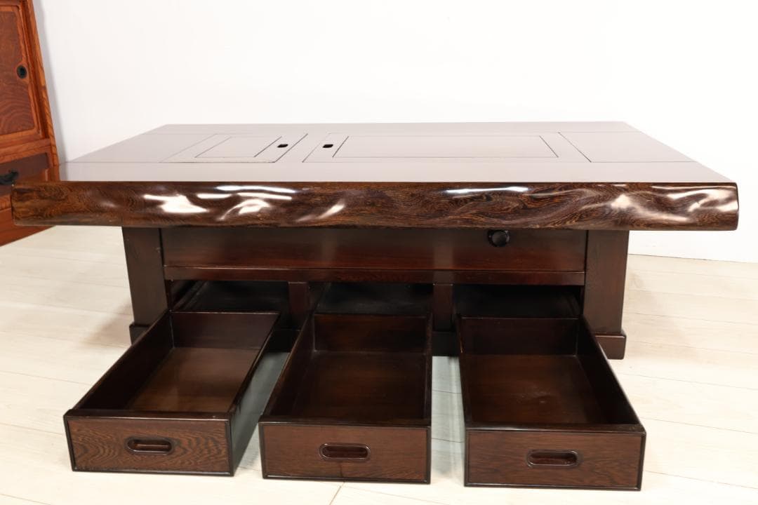 新品未使用　鉄刀木（タガヤサン）総無垢　関西火鉢　4尺　天厚7.5　BJ217