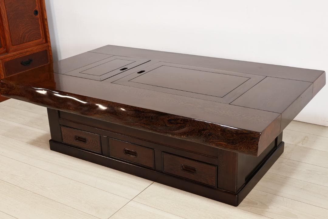 新品未使用　鉄刀木（タガヤサン）総無垢　関西火鉢　4尺　天厚7.5　BJ217