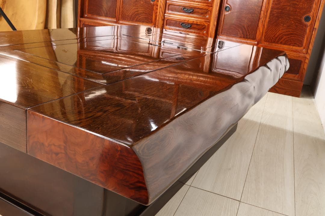 新品未使用　鉄刀木（タガヤサン）総無垢　関西火鉢　4尺　天厚7.5　BJ217