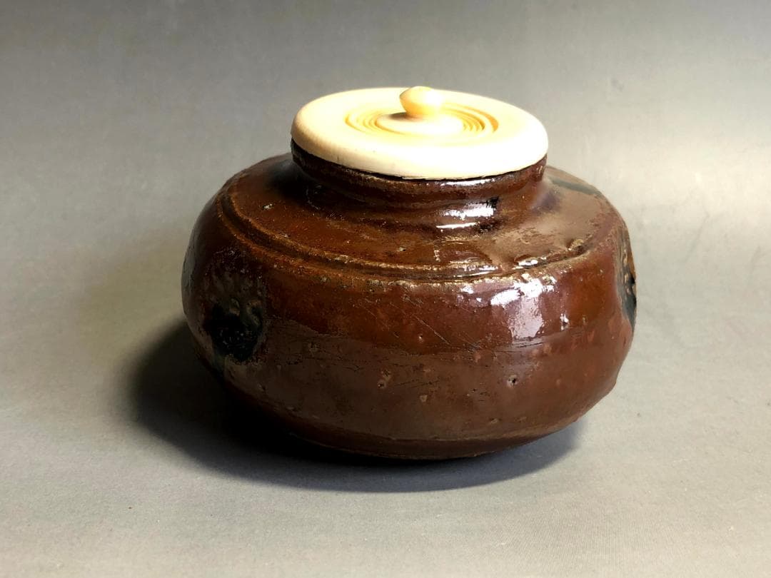 茶入■瀬戸釉 茶壷 仙泰庵 挽悦？ 茄子 濃茶用茶入 桐木箱 お茶道具 骨董品■