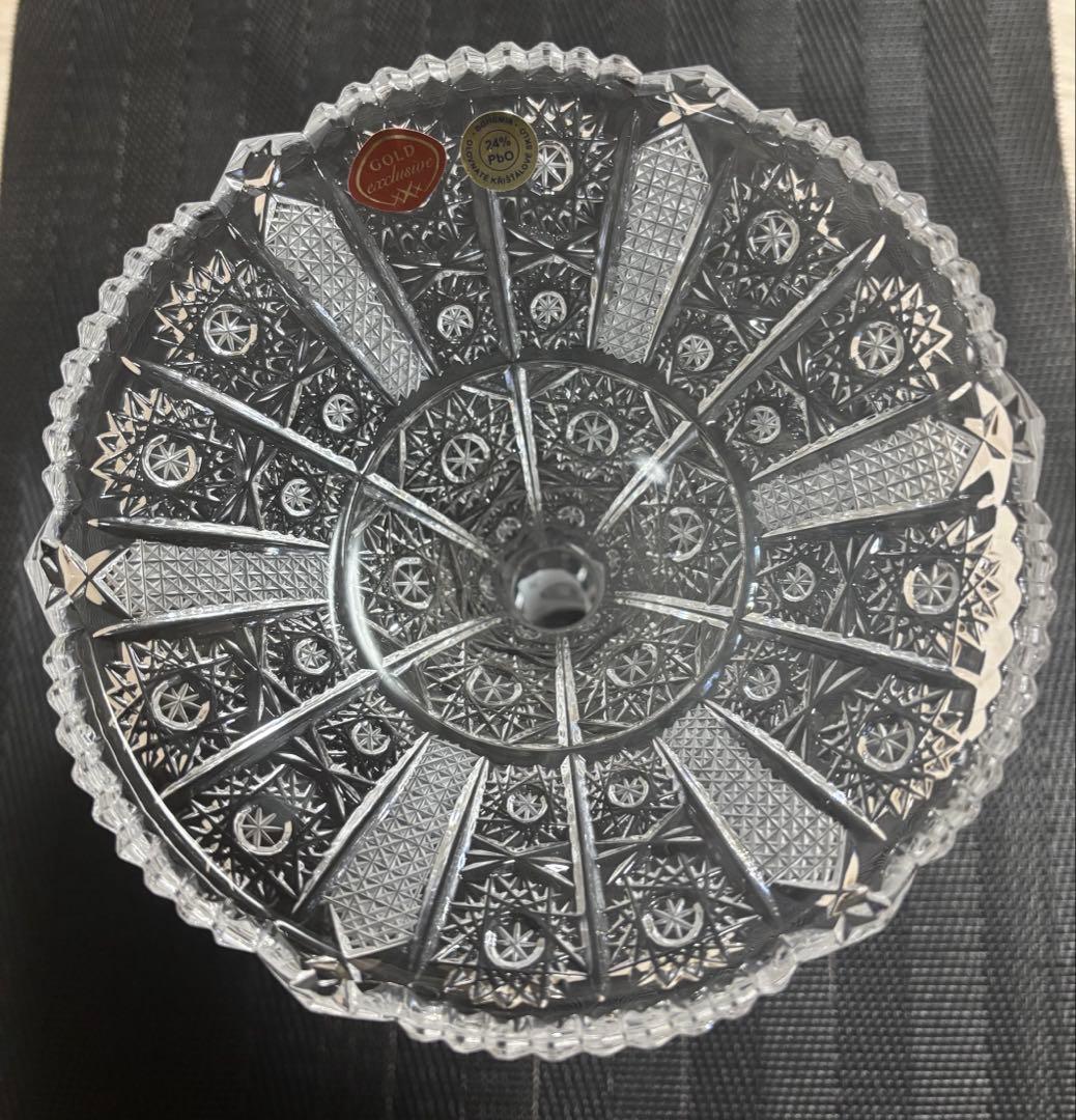 希少　ボヘミアクリスタル　フラワーベース 高さ15cm