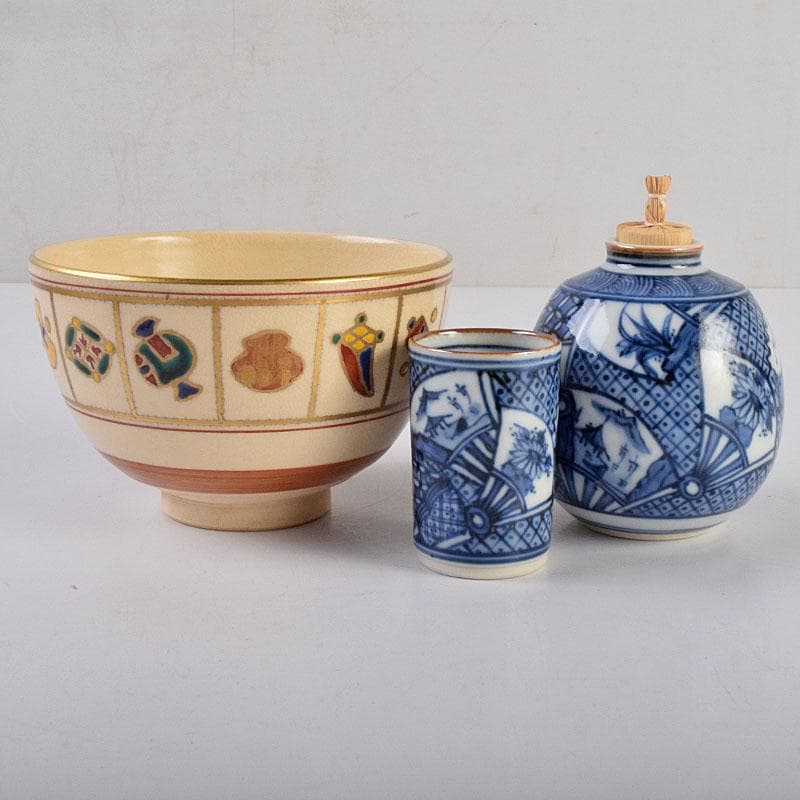 茶道具　岡本陽斉作　七宝蒔絵　利休茶箱　棗など　八点一式　共箱　U　R9271B