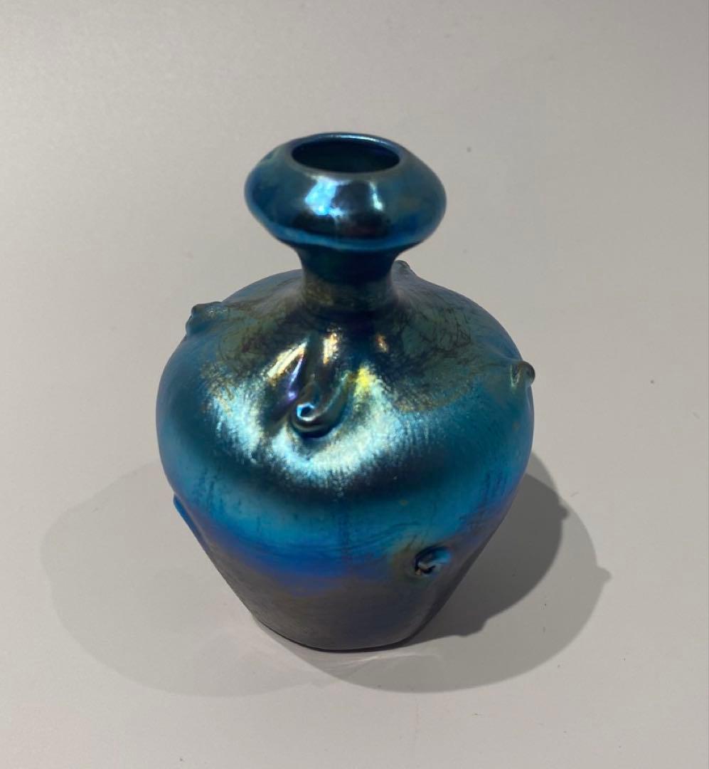 ルイス・カムフォート・ティファニー ブルーファブリル ガラス 花瓶